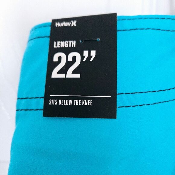 Hurley Mens One & Only 22 Inch Boardshorts Size 36 Bright Cyan Blue Swim Trunks - Picture 6 of 12